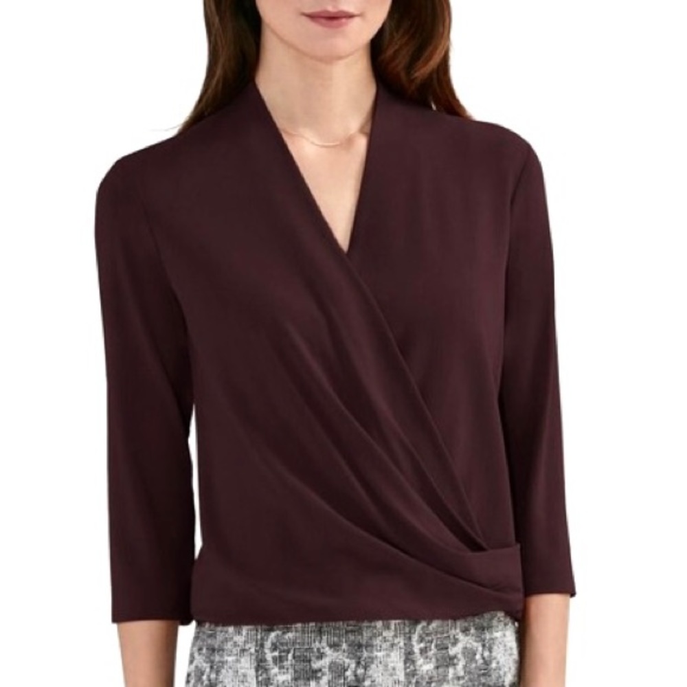 MM Lafleur Deneuve Faux Wrap Blouse Burgundy Small